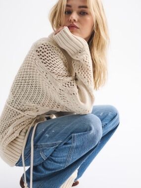 Abercrombie & Fitch tie cardigan sweater wms med